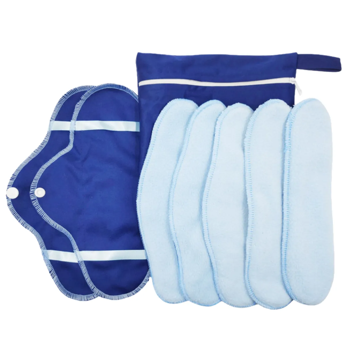 8Pack Reusable Fleece Menstrual Pads,Washable,Foldable - Day & Night Use
