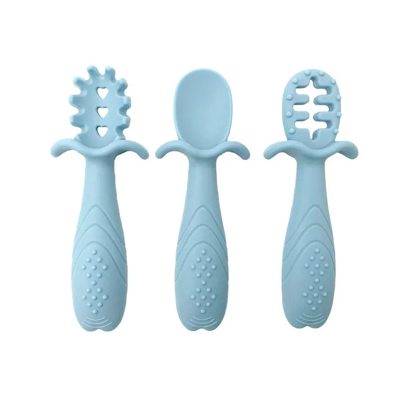 Baby Silicone Spoon : Food-Grade, Heat-Resistant for Baby Led Weaning - Blue