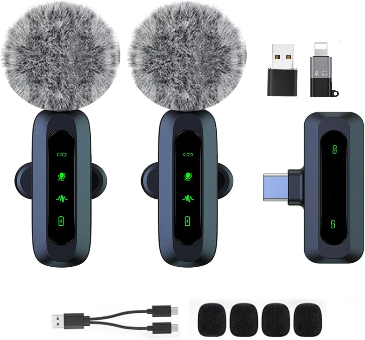 Wireless Lavalier Type-C Microphones Compatible With Android & iOS Devices