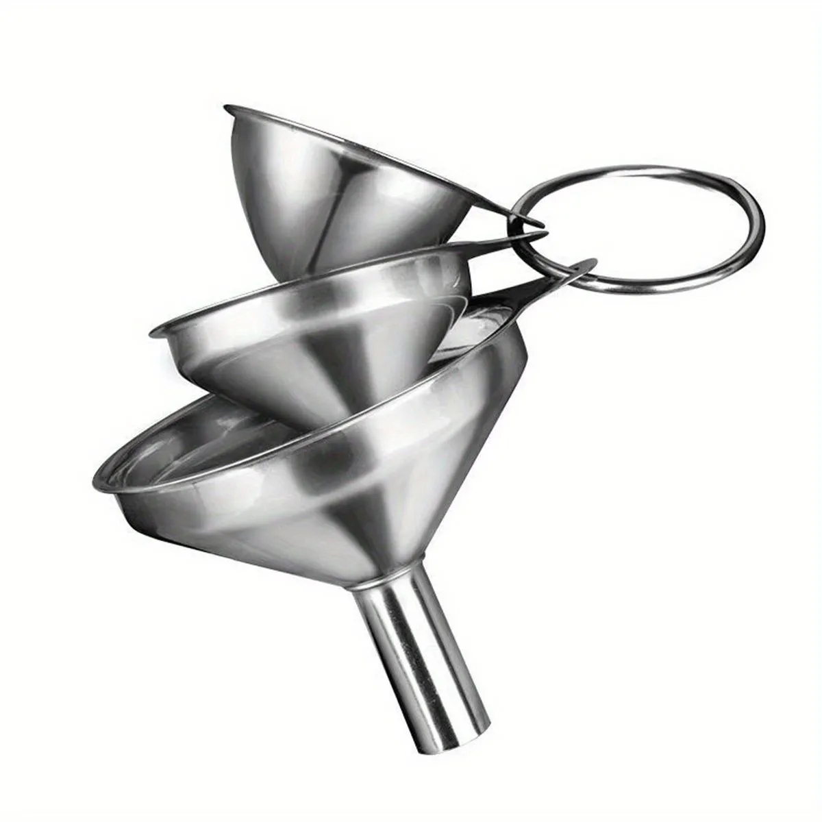 3-Piece Stainless Steel Funnel Bundle - Food-Grade,Oil, Wine & Pantry
