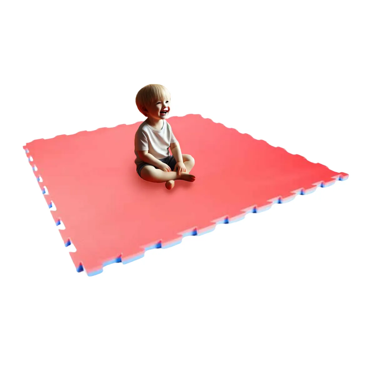 Childrens Kids Safety Superior Safety Play Foam Mat Flooring - (100cmx100cmx2cm) - Red/Blue