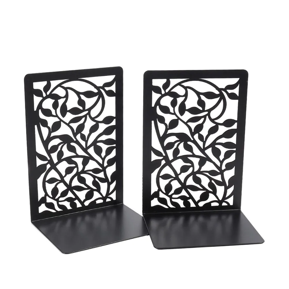 Tree Leaves Shape Metal Bookend for Books CDs Stand Holder - 2 Piece