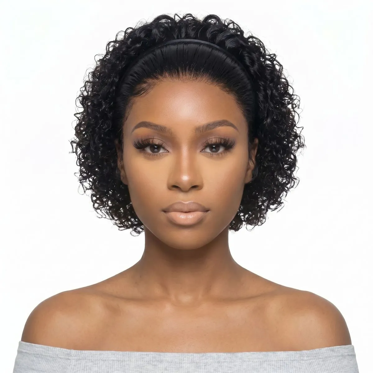 Black Brazilian Hair Pixie Water Curly Frontal Wig 13x4Full Lace Front Wig