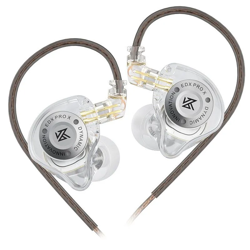 KZ EDX Pro X In-Ear Monitors | Deep Bass & Stage-Ready Detail - With Mic - Clear 