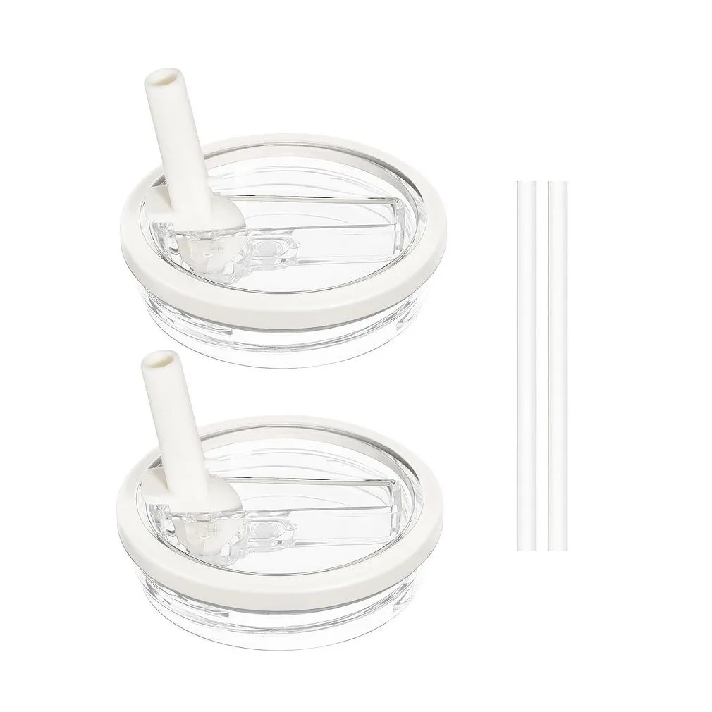 2 Pack Flip Straw Replacement Lid for Stanley Tumblers 40oz with 2 Straw