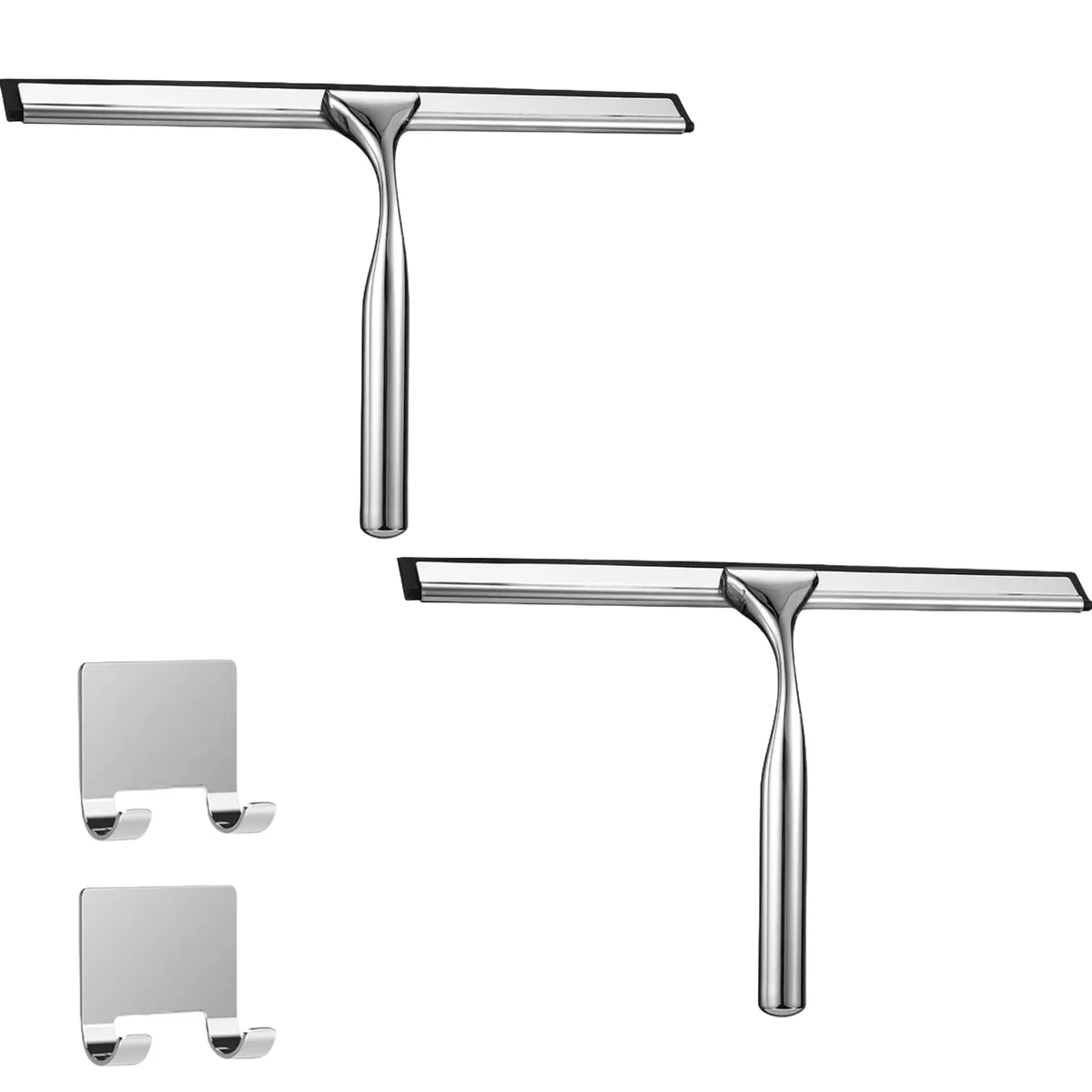 2 Pack Shower Squeegee Hand Held Wiper with Hooks & Screwdriver