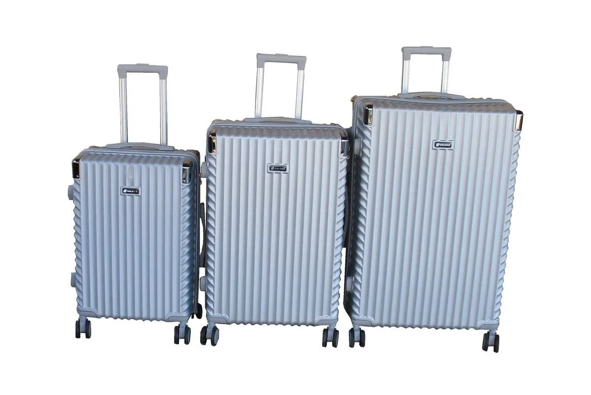 Silver ABS Hardshell Luggage Set - 3-Piece, Spinner Wheels, TSA Lock