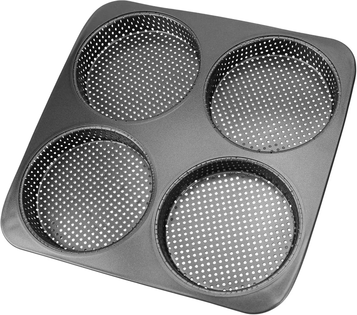 Hamburger Bun Pan, Carbon Steel, Non-Stick 4-Cavity 5 Inch