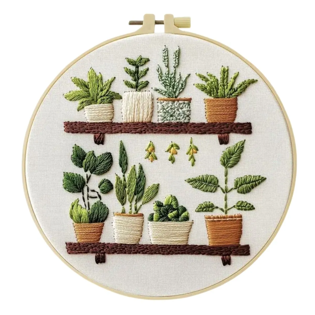 1pc Green Plant DIY Embroidery Kit - 20x20cm Handmade Needlework Set