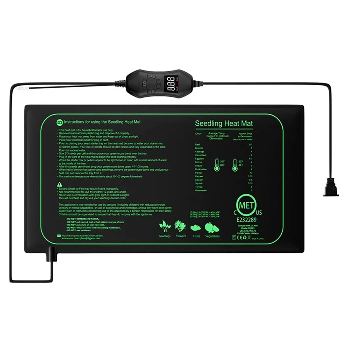 50W Seedling Heat Mat with Thermostat EU Plug