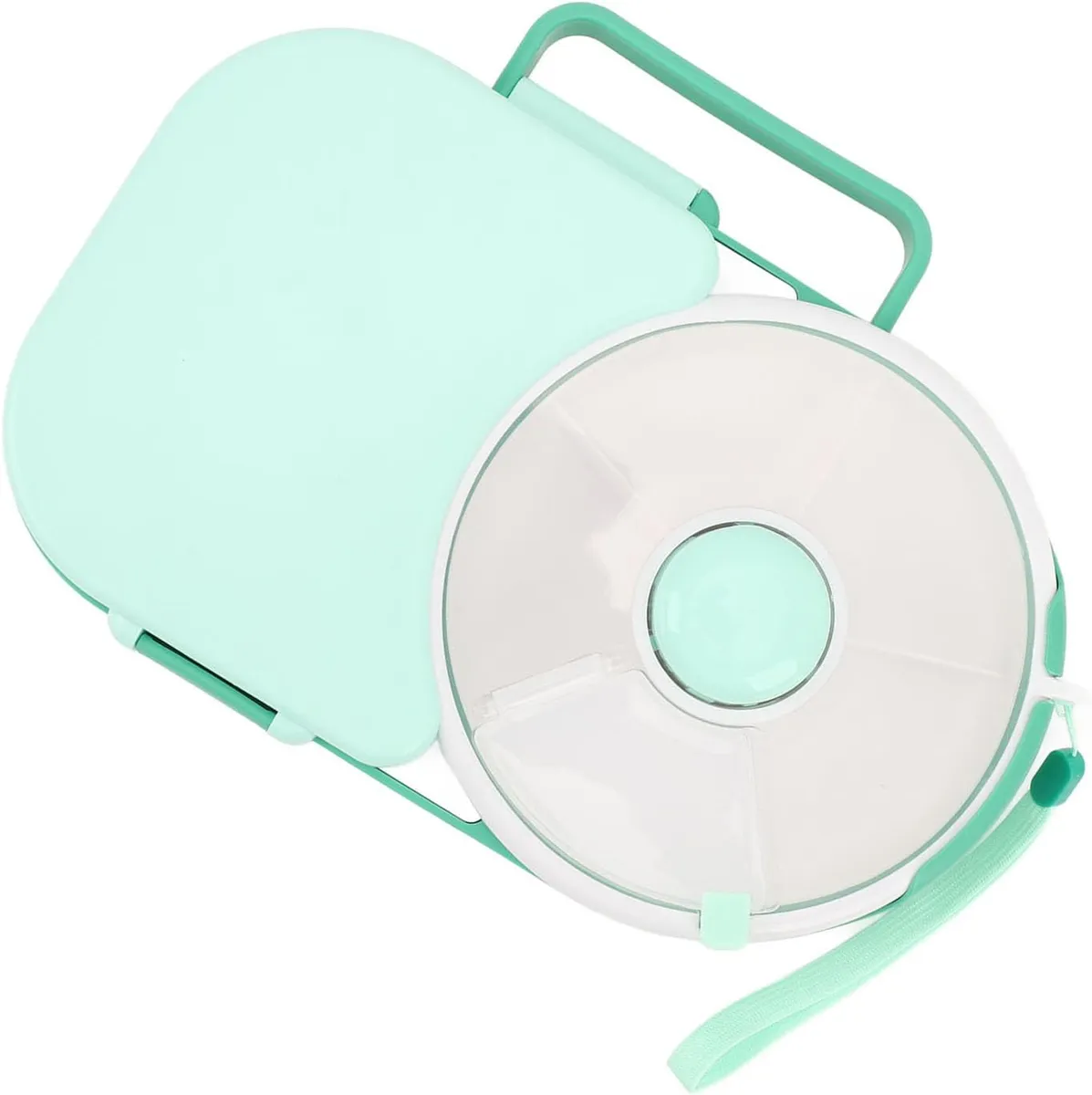 A Portable Rotating Snack Organize container box with lid - Green