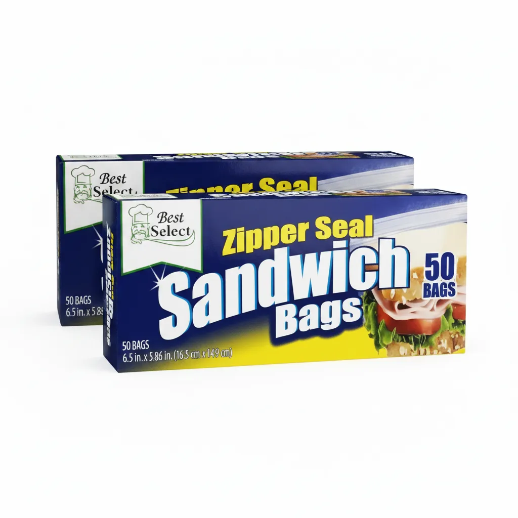 Casey Zip Seal Sandwich Bags, 50-Piece, 16 x 15 cm, Freezer Safe - 2 Pack