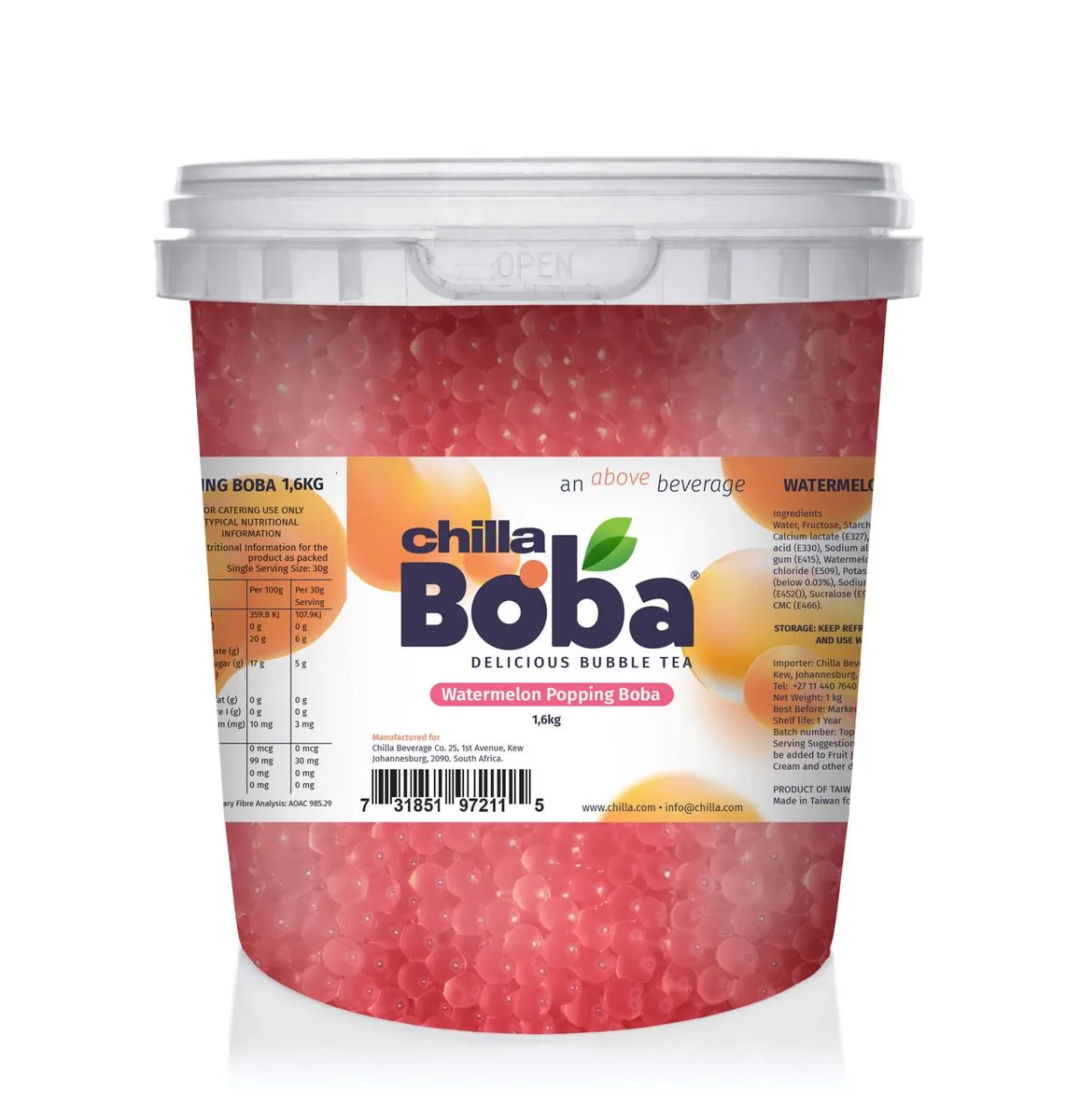 1.6kg Watermelon Popping Boba Bubble Tea -Tapioca Pearls -Drinks, Desserts