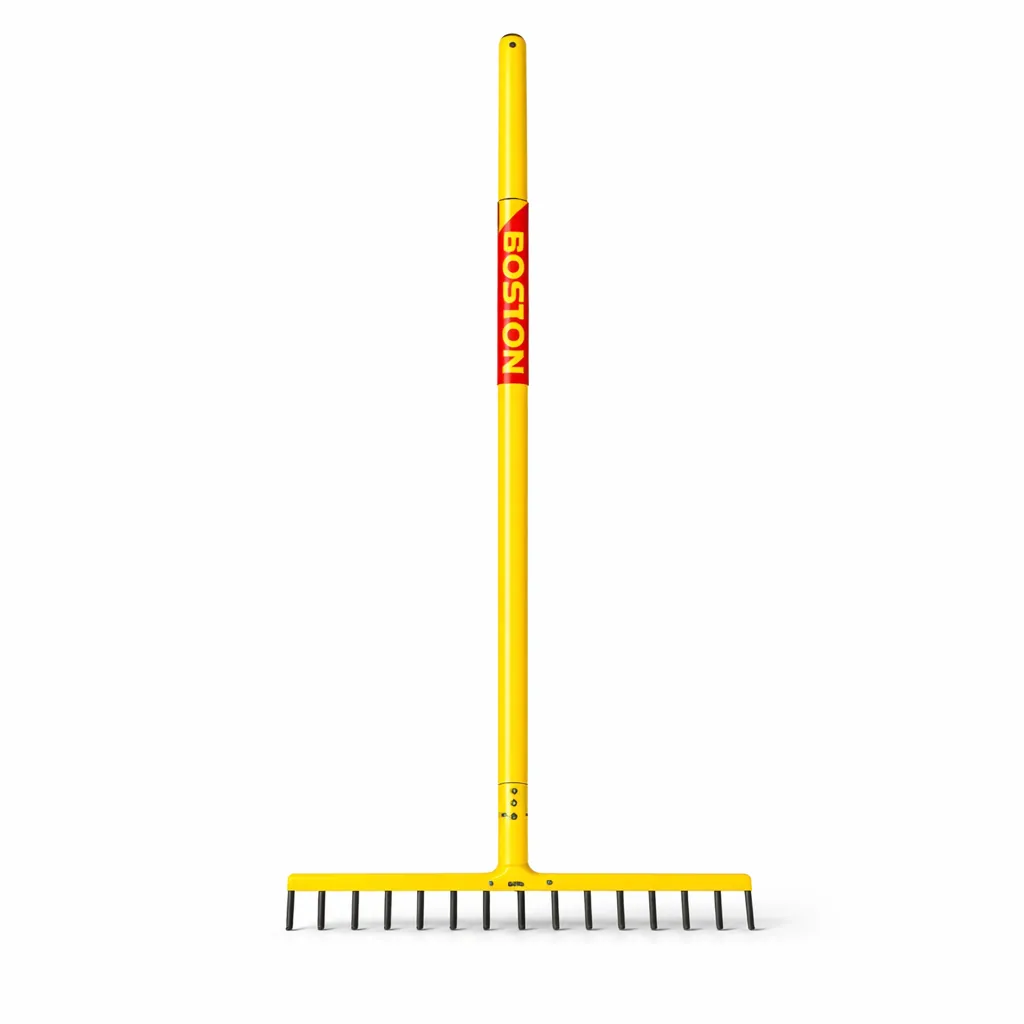BOSTON Garden 16-Tooth Heavy Duty Metal Rake-Soil Leveller&Lawn Preparation