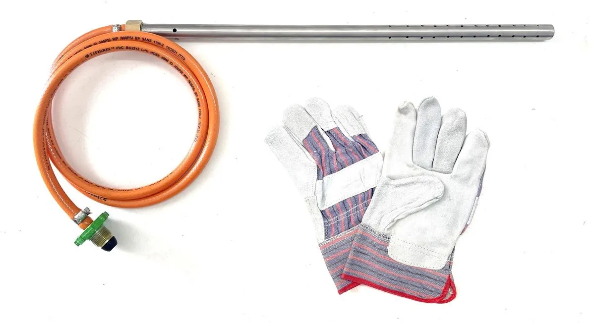 Stainless Steel Fire Starter - Bullnose Fitting + Short Gloves Combo