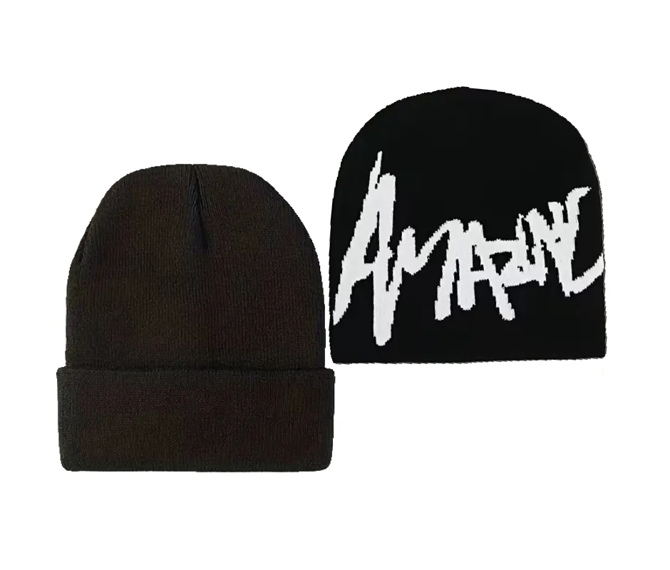 Lushea Supplies: Unisex Knit Beanies - Amazing Set - 2 Pack - Black