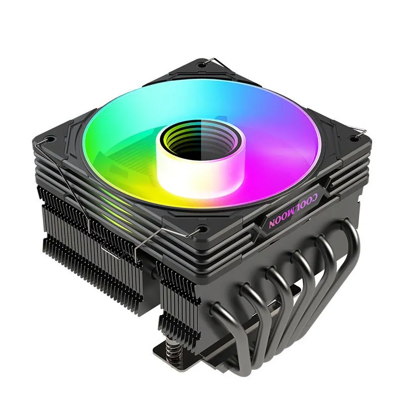 COOLMOON ARGB Sync Strong Wind 6 Heat Pipes 120mm Gaming CPU Cooler-T600 - Black