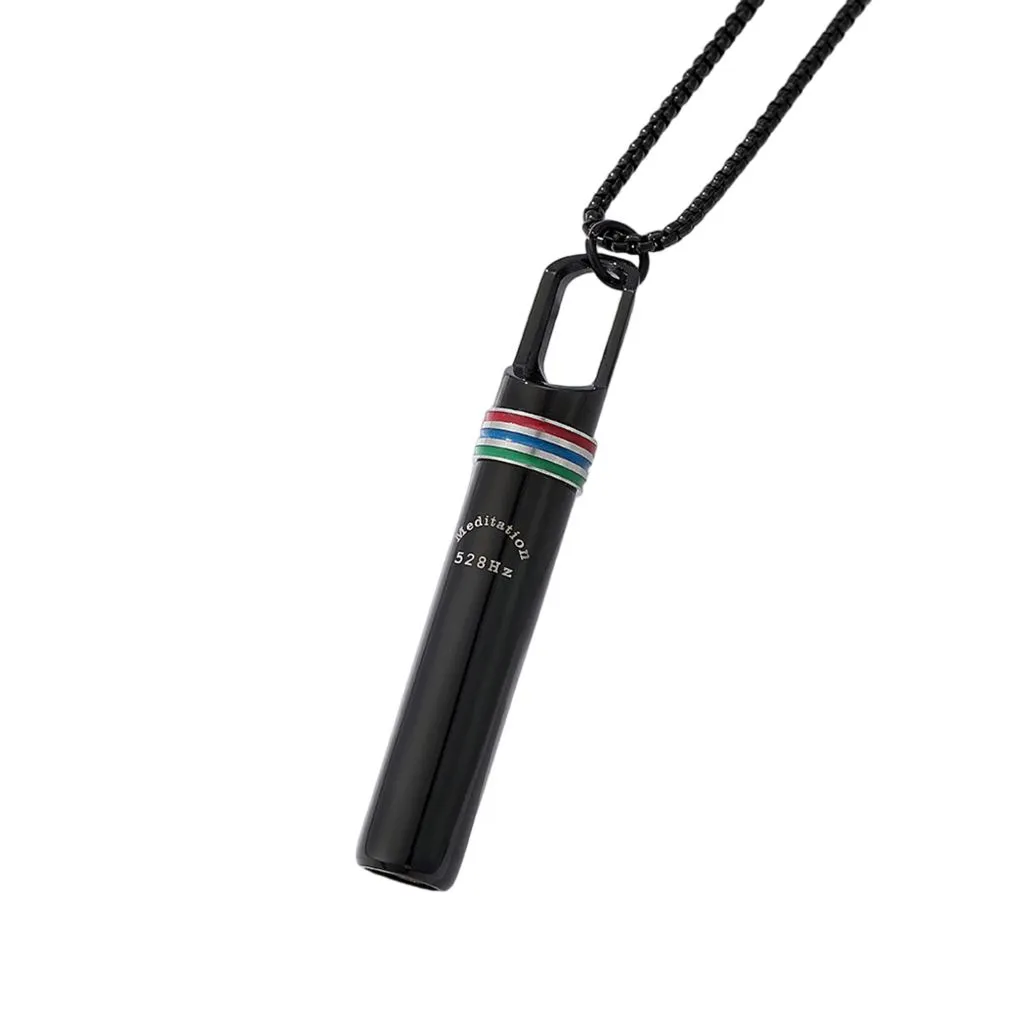 528Hz Low Frequency Sound Meditation Breathing Relaxation Necklace - Black