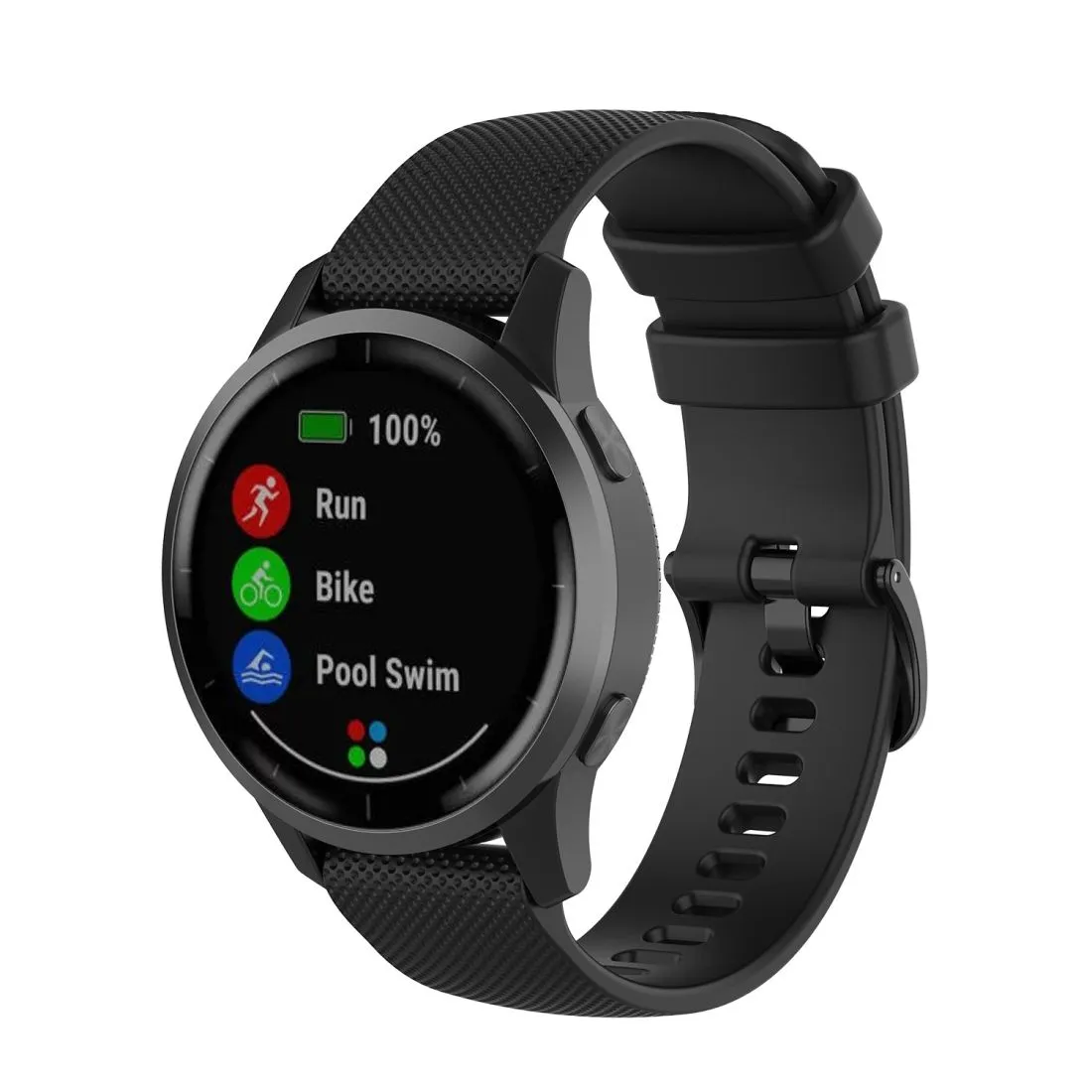 Cre8tive Silicone Strap Compatible with Garmin Vivoactive 4 (22mm) - Black