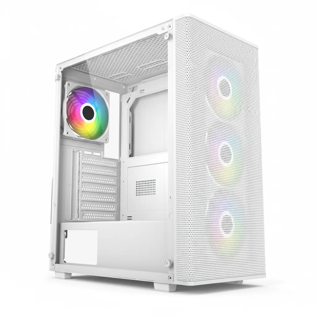 FSP White ATX Mid Tower Gaming Chassis with Cooling Options