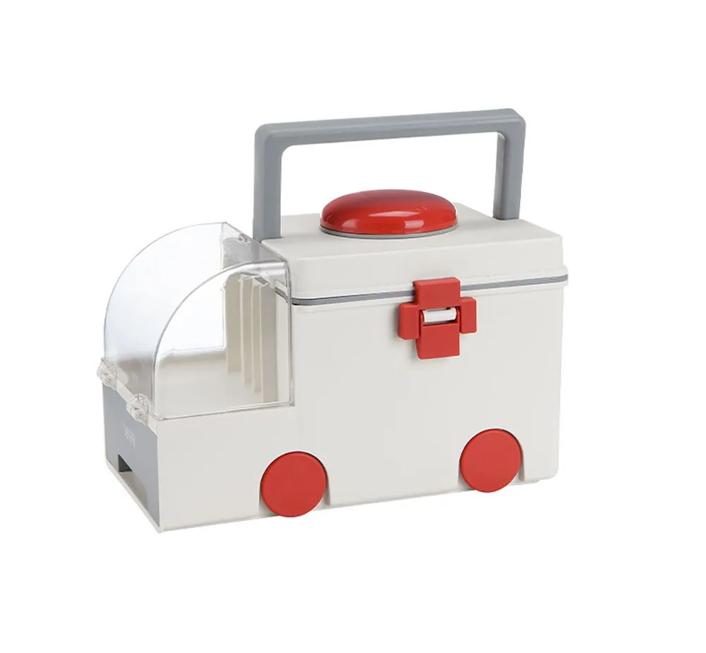 Portable Multi-Layer Medicine Household Health Storage Box - Gray&White