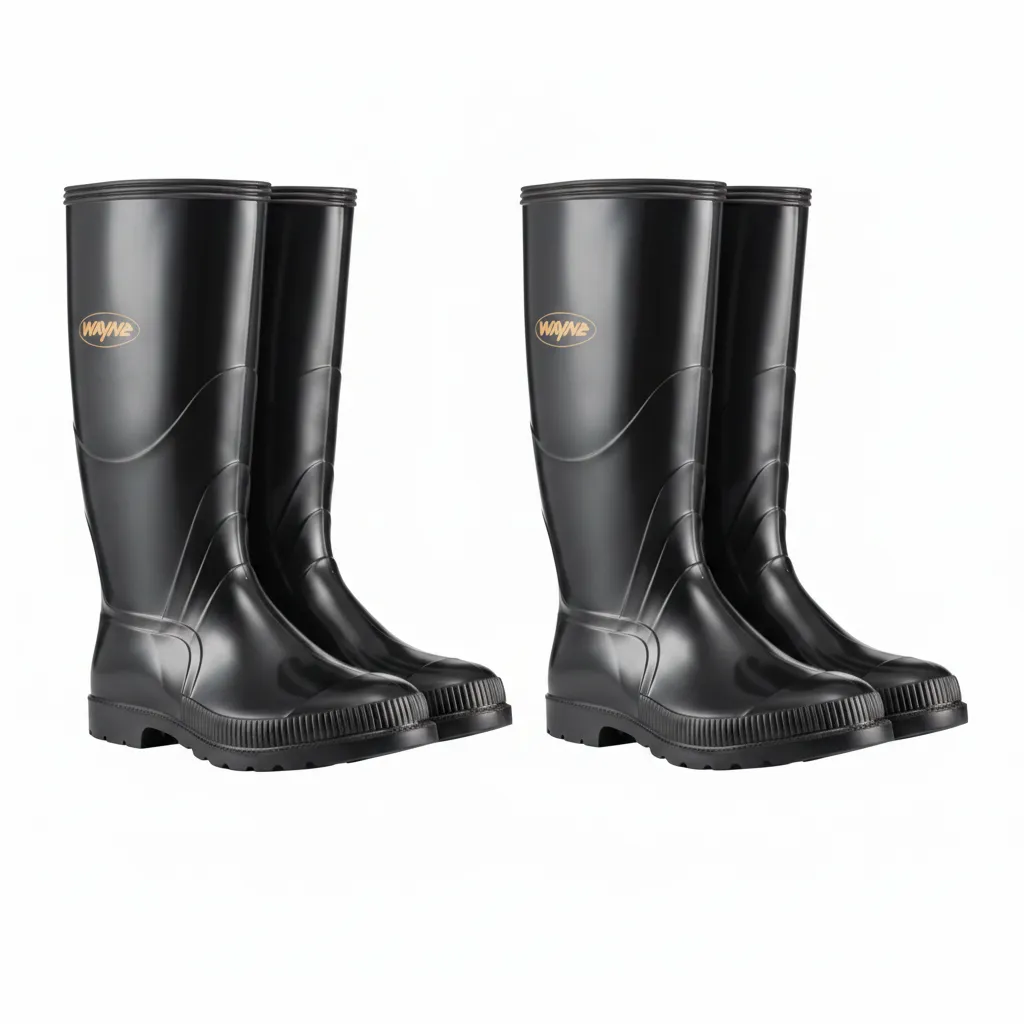 Gumboots Men's Knee-High Waterproof Black Boots - 2 Pack