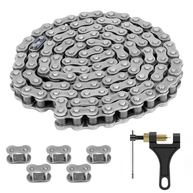 428H Motorcycle Chain 120 Links with Chain Breaker with 5 Master Links