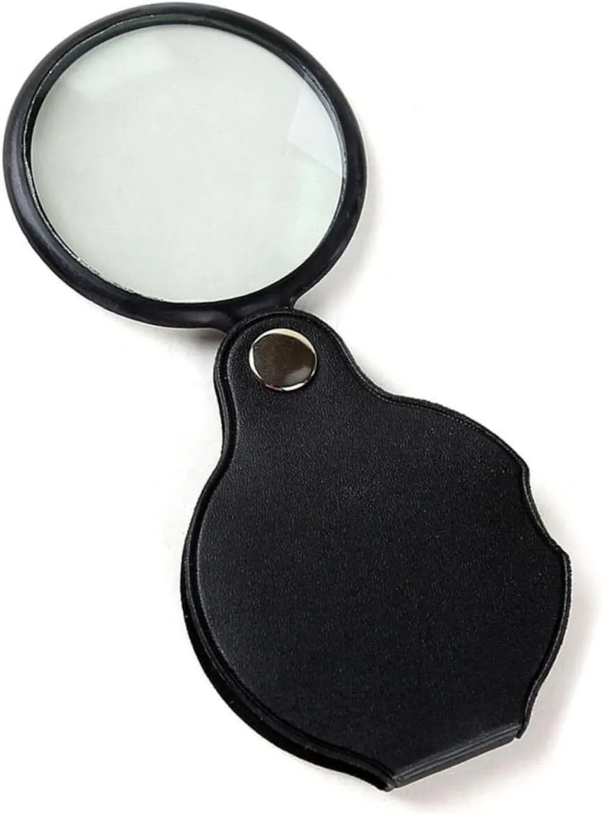 4Pieces Portable Magnifier Reading Magnifiers Folding Loupe Suede Case