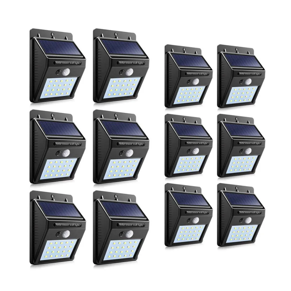 AG Set of 12 PIP Motion + CDS Night Sensor Solar LED Wall Light