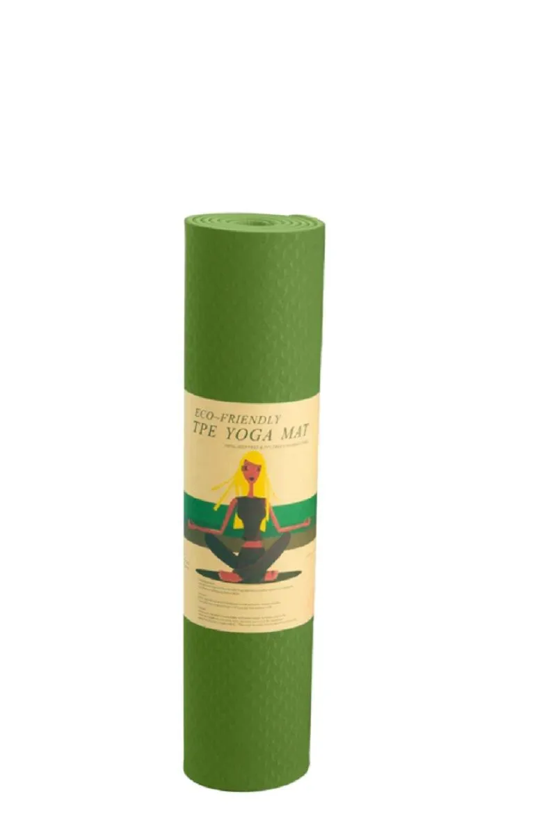 Eco-friendly 6mm Yoga Mat Non-slip Surface TPE Yoga Exercise Mat - Green