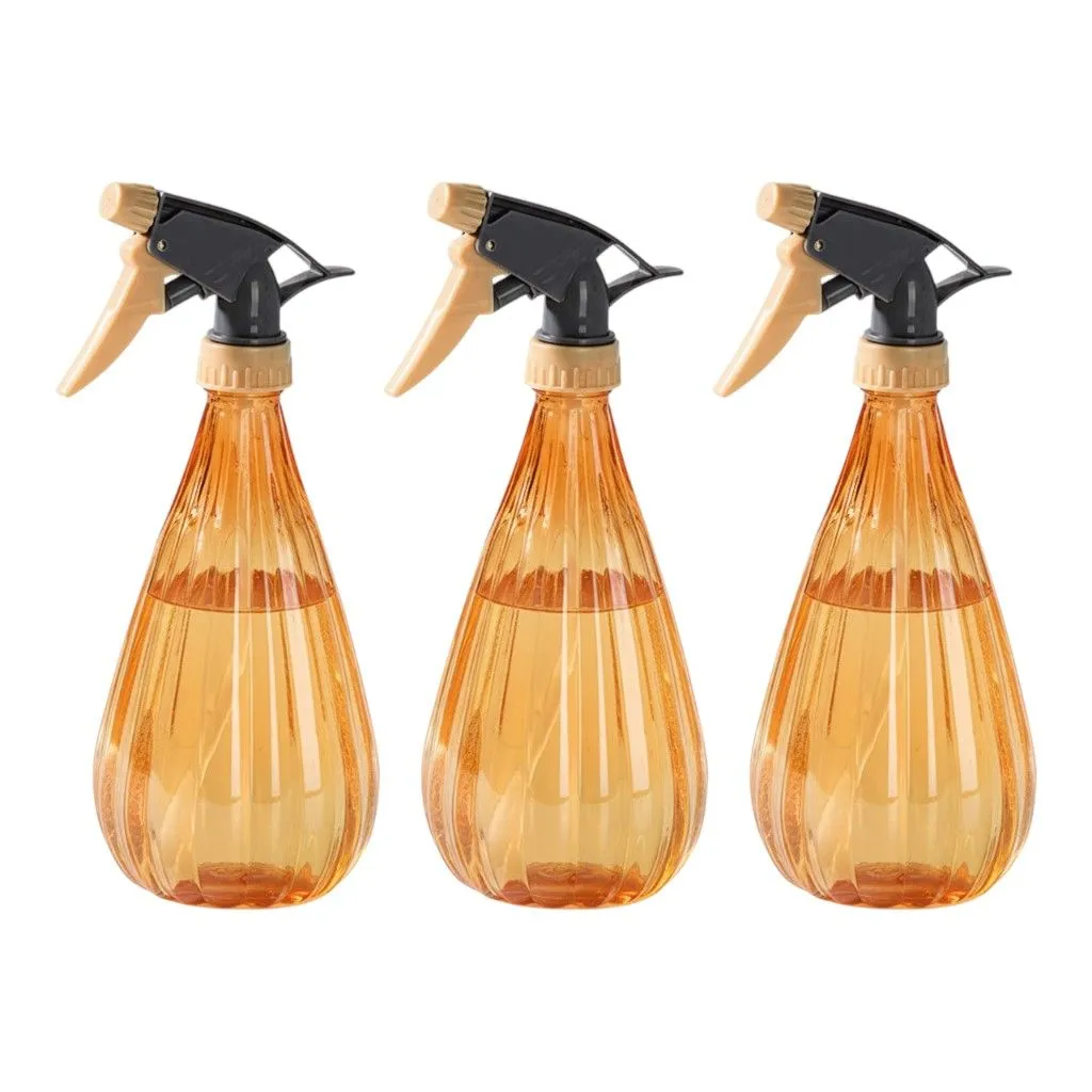 3 Pack - Refillable 600ml Crystal Trigger Spray Bottle - Orange
