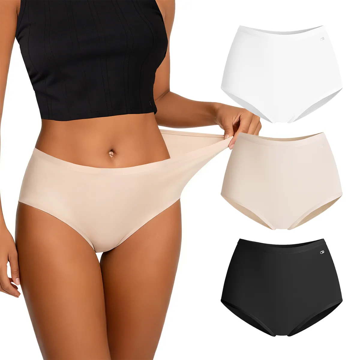 Lekkon Women Hi-Briefs Panties Classic Microfiber Silky Underwear, 3/6 Pack - L (3pack) 