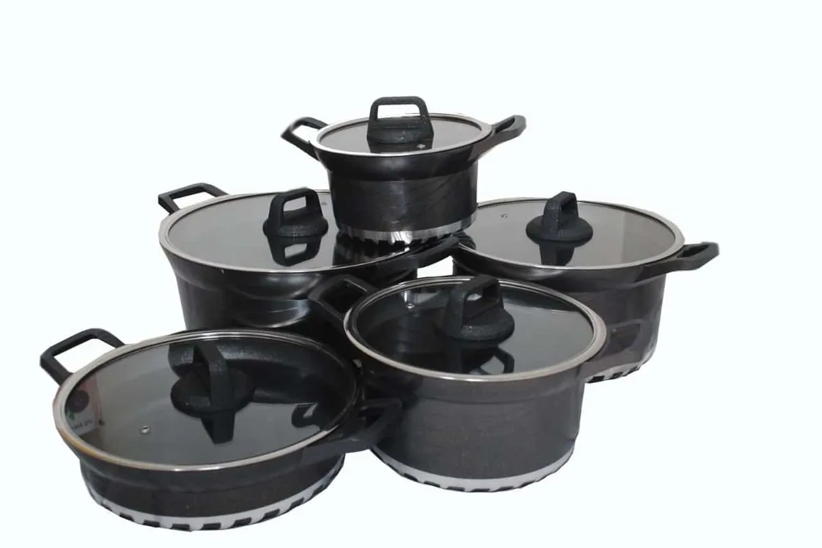 Elegant and Classy 10 Pieces Granite Cookware - Black