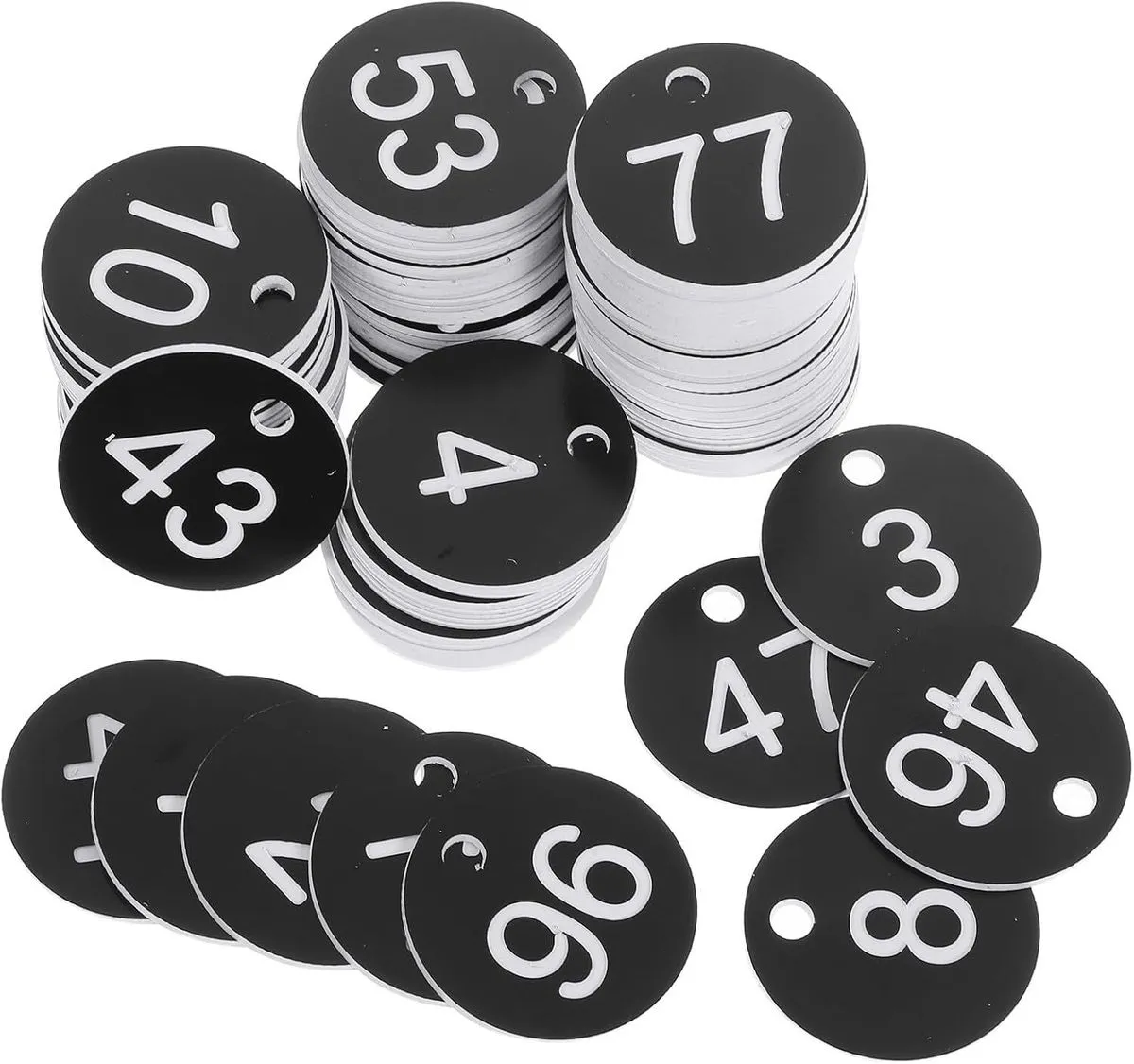 100Pcs Plastic Number Tags Holes for Identification and Organization,