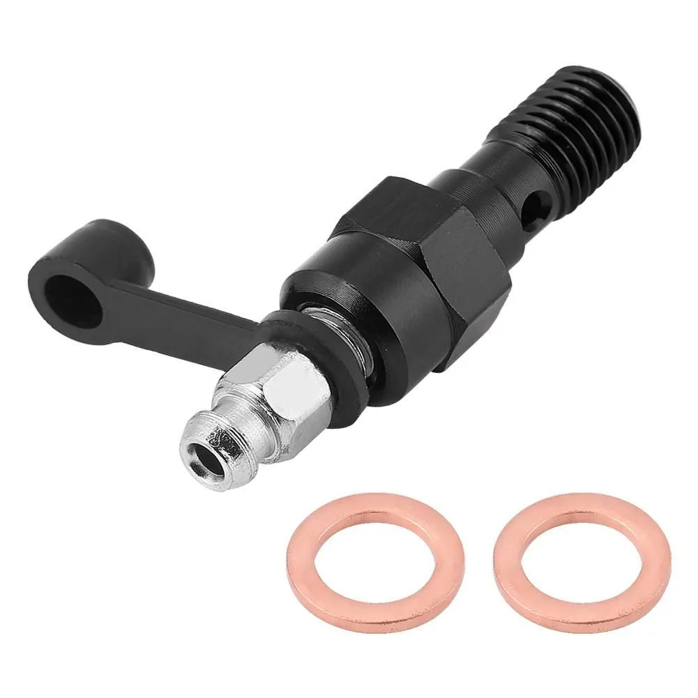 M10x1.0mm Motorcycle Brake Bleed Screw Nipple with Dust Cap Black