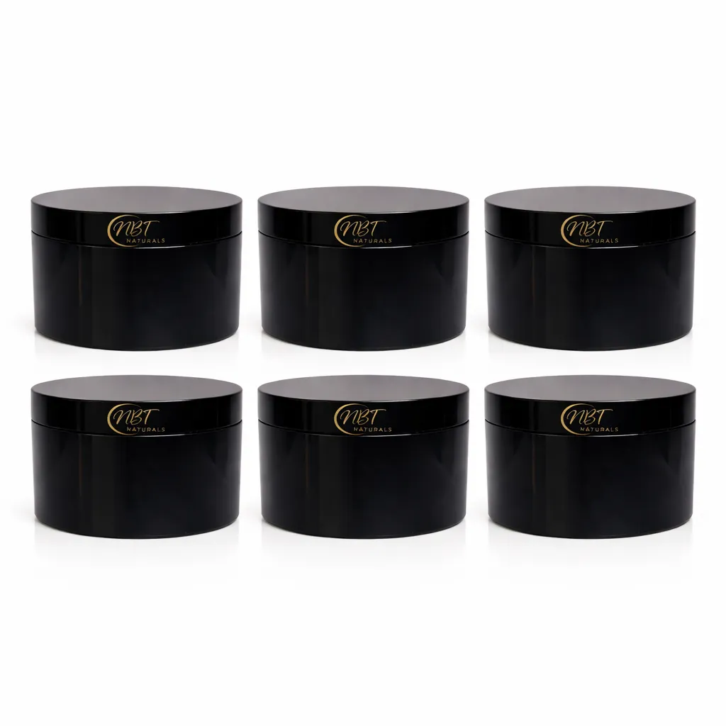 NBT Naturals Cosmetic Jar & Lid - 85 mm Neck - Black - 250g (6 Pack)