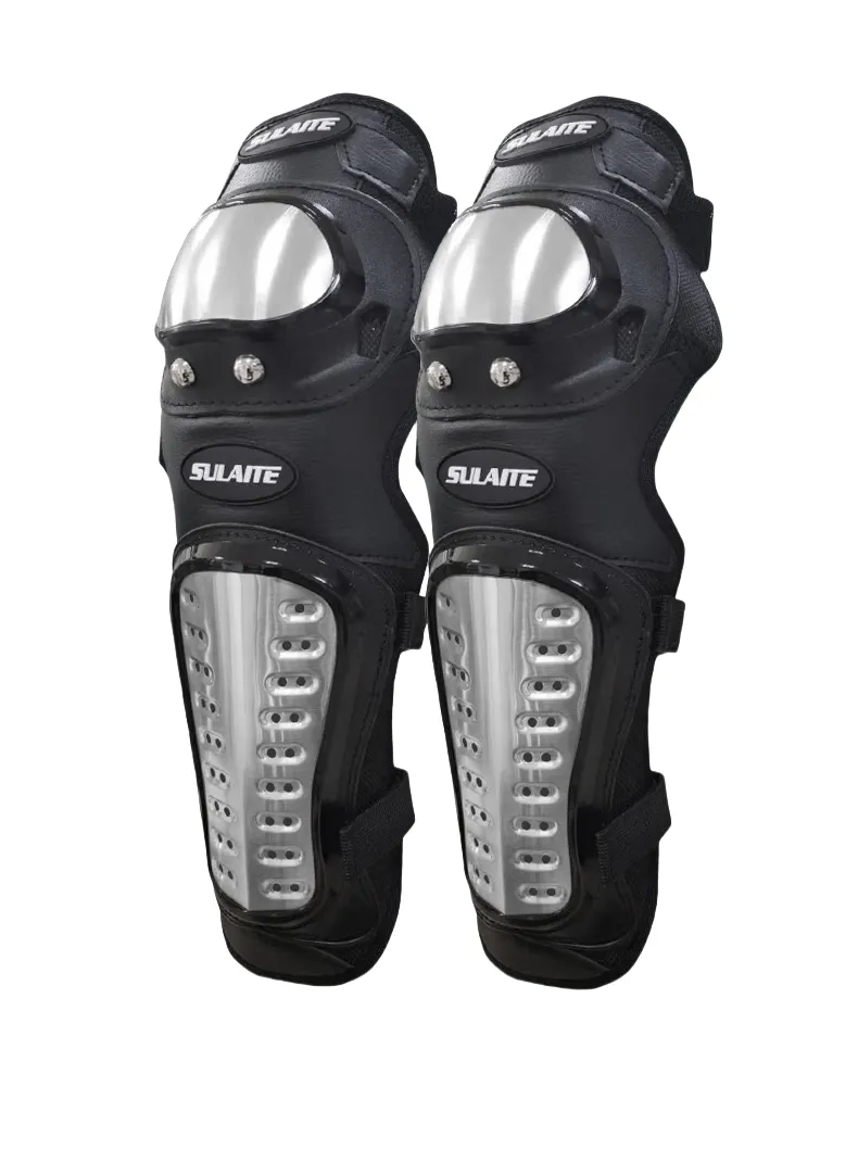 Stainless Steel Motorcycle Knee Shin Guards Protector A pair