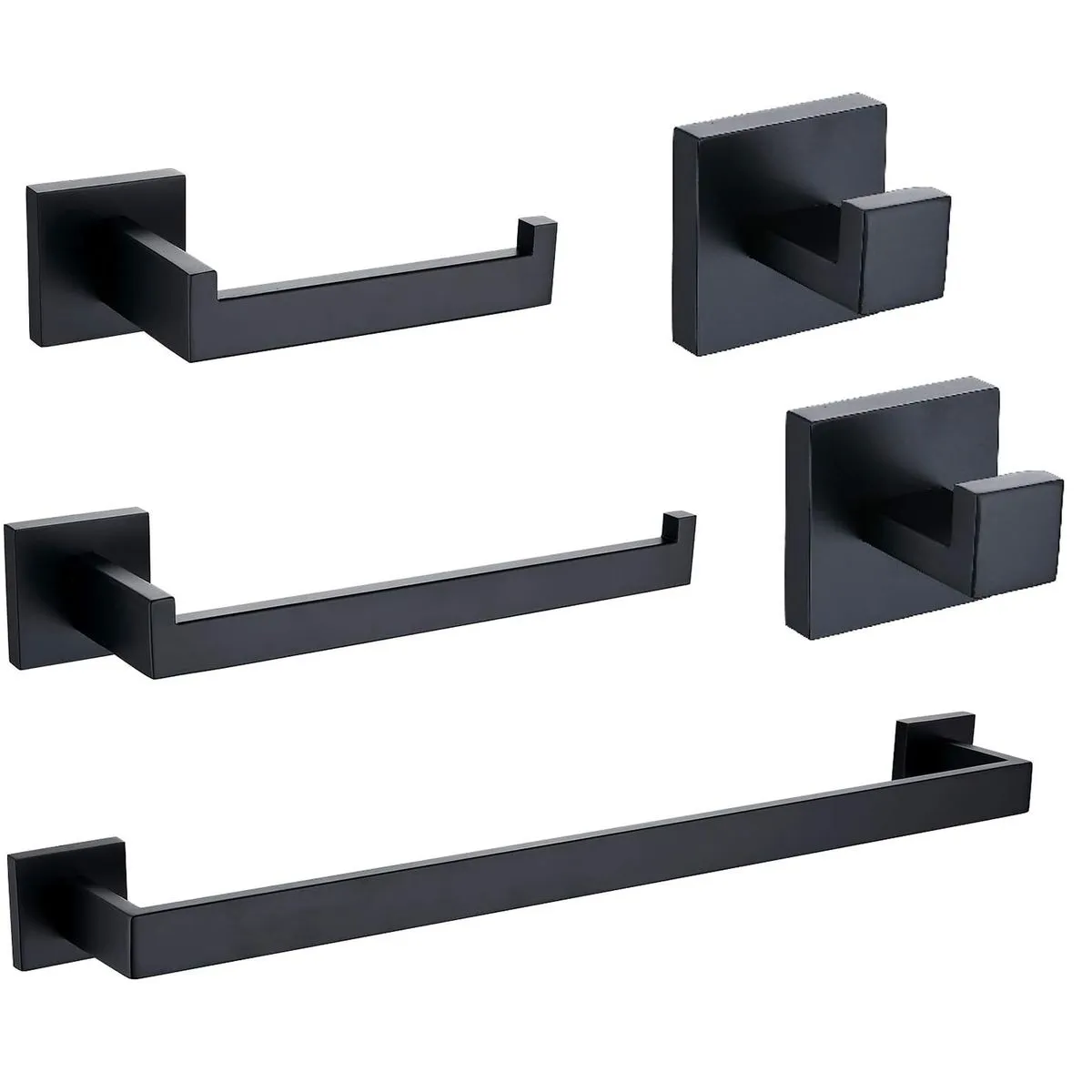 5Pieces Stainless Steel Bathroom Accessories Set Wall Mounted Towel Rack
