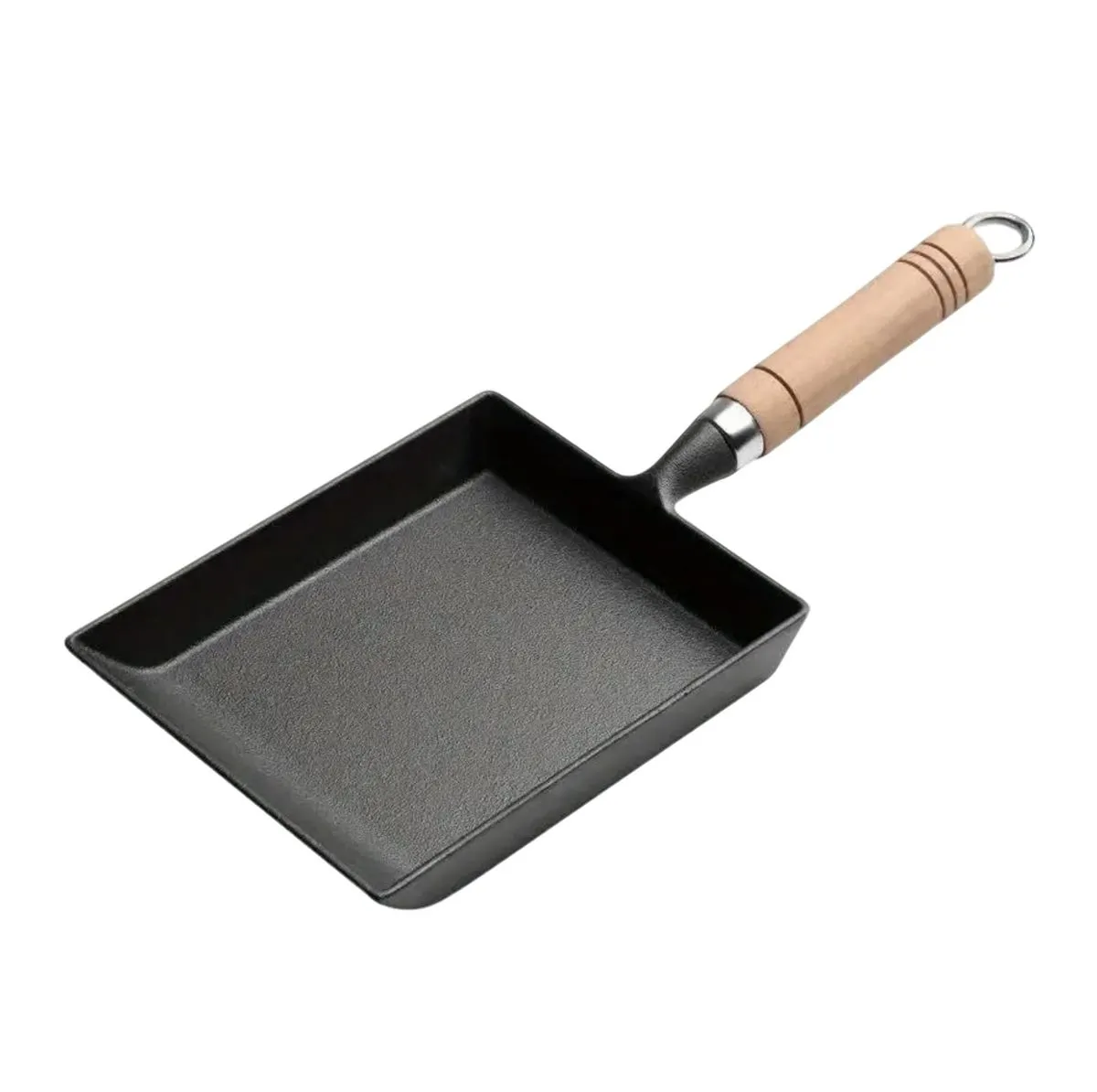 Cast Iron Square Frying Pan - Japanese Egg Roll Non-Stick Cookware, 18x14cm