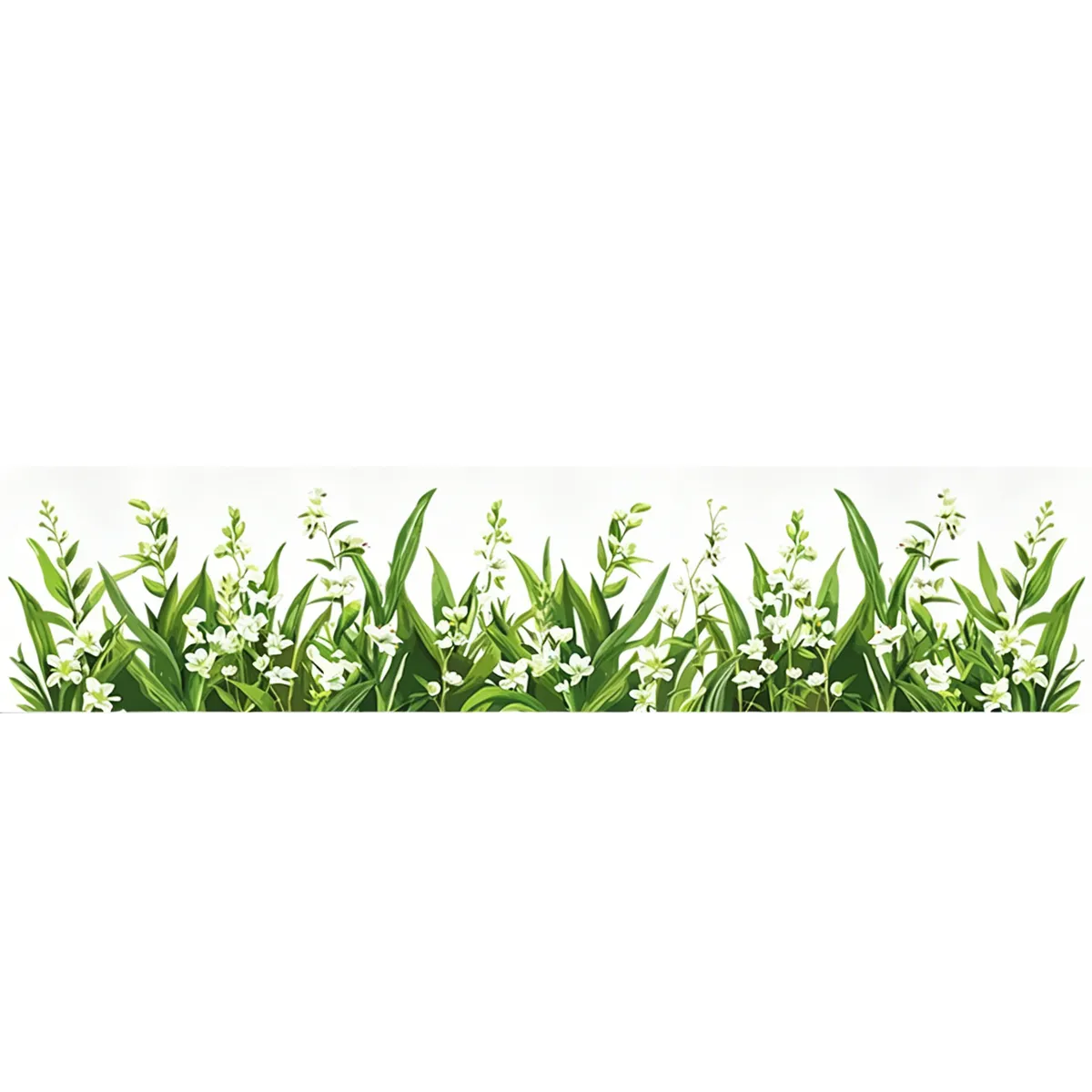 Green Grass & White Flower Border Wall Sticker & Wall Decal