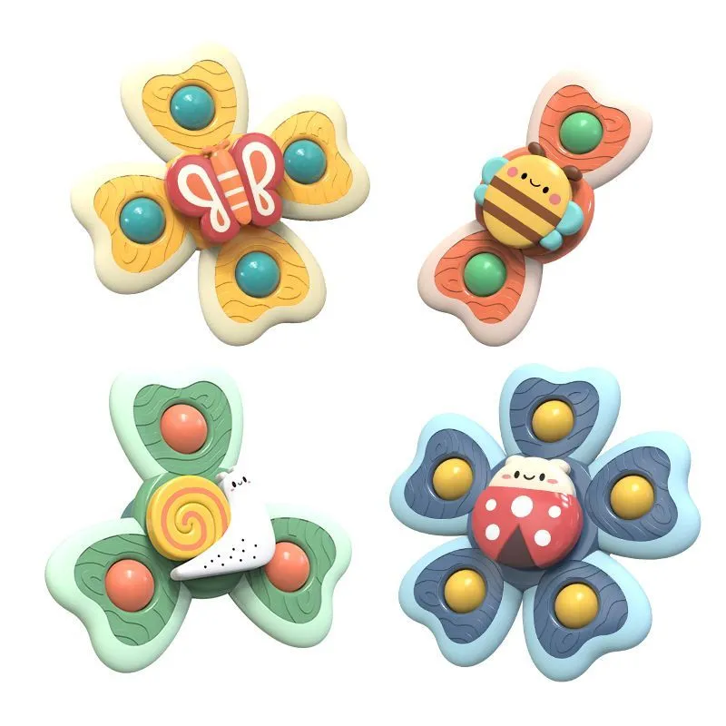 Suction Cup Spinner Toys Sensory Bath Toys High Chair Tray Toys - 4 Piece