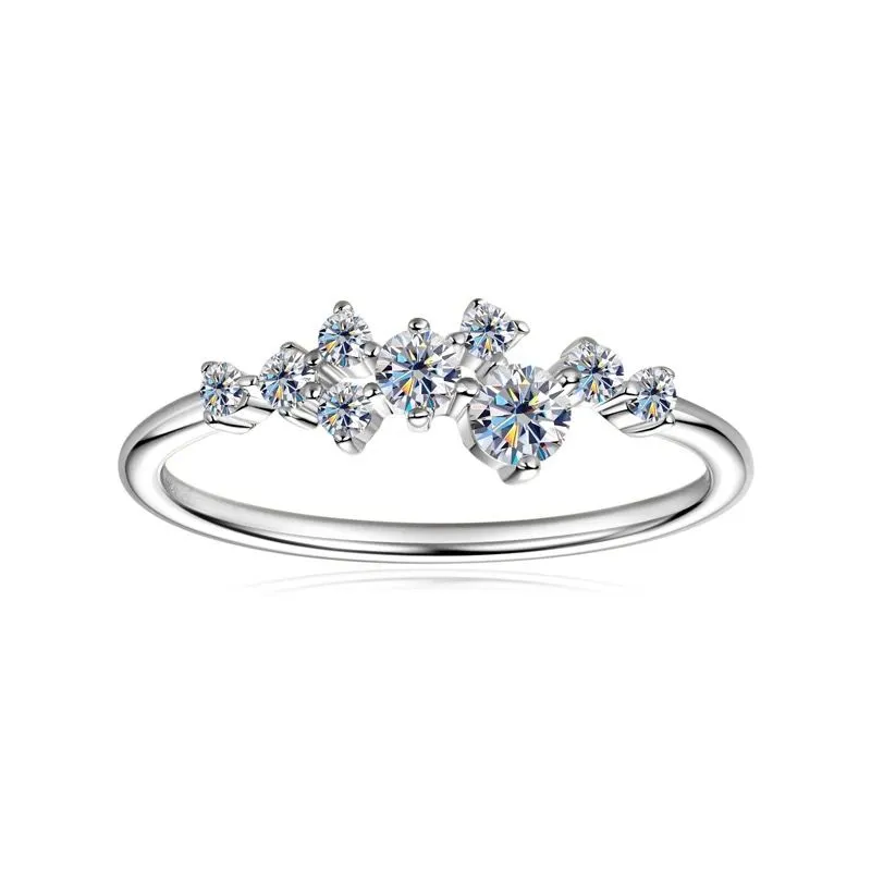 Moissanite Diamond 18K White Gold Plated 925 Sterling Silver Wedding Ring