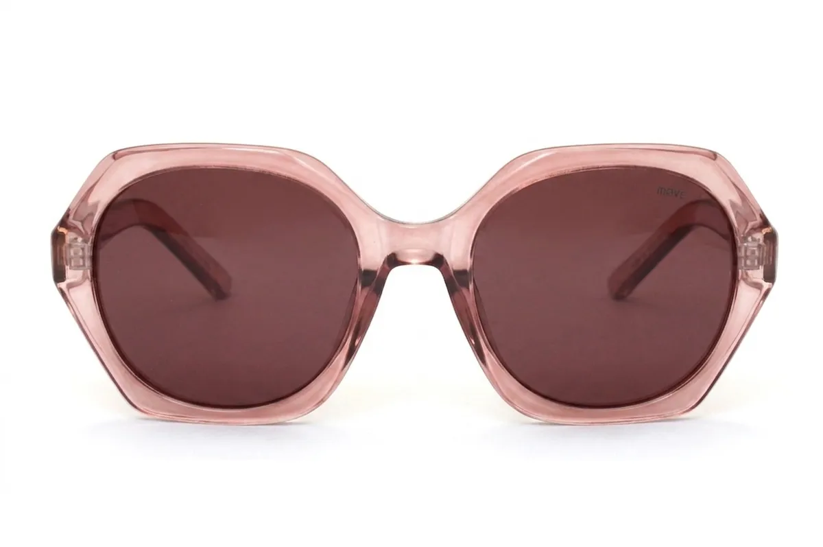 Move Eyewear Polarized Hexagon Women's Sunglasses MVS207 - Dark Pink