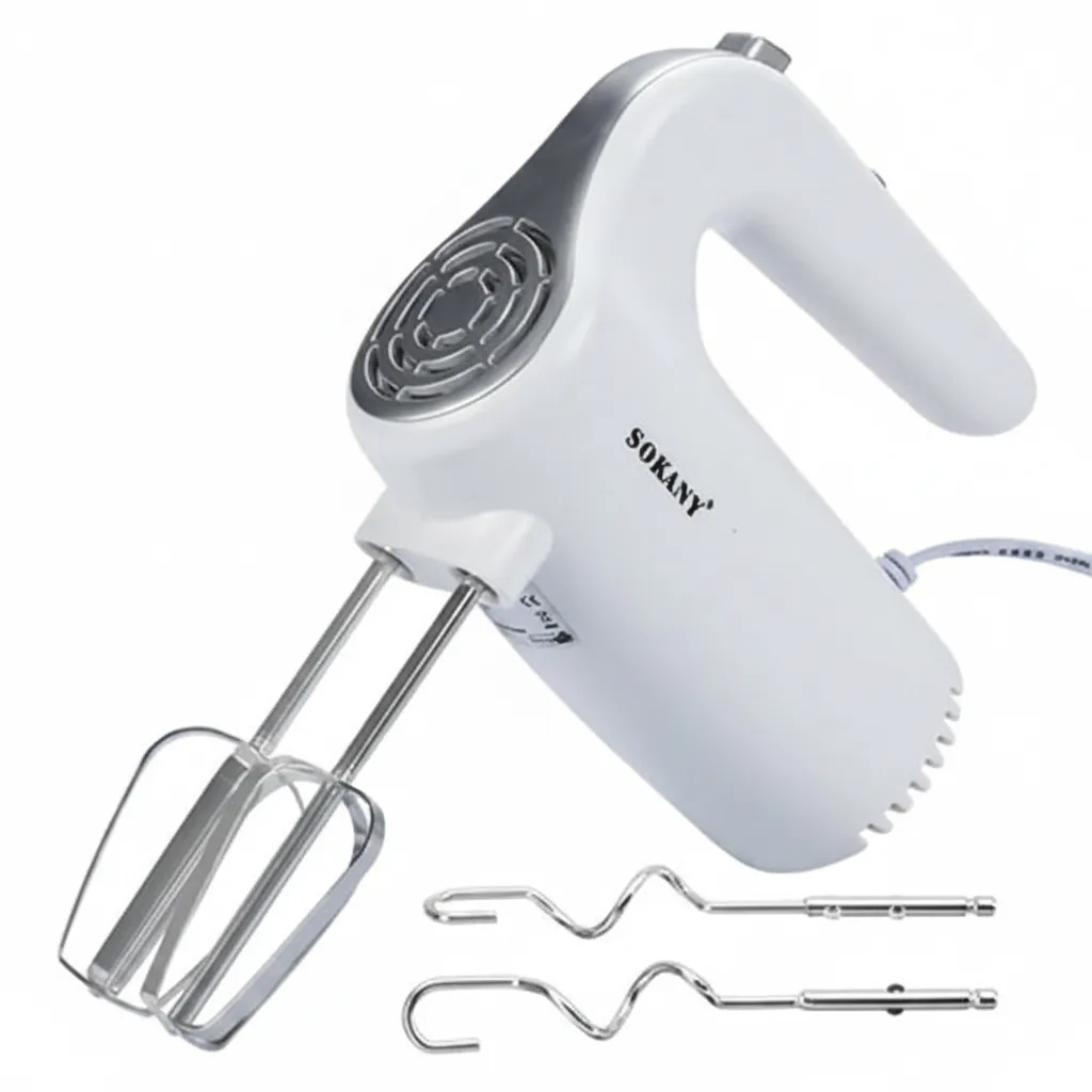 Sokany Electric Hand Mixer 500W with Stainless Steel Beaters - White
