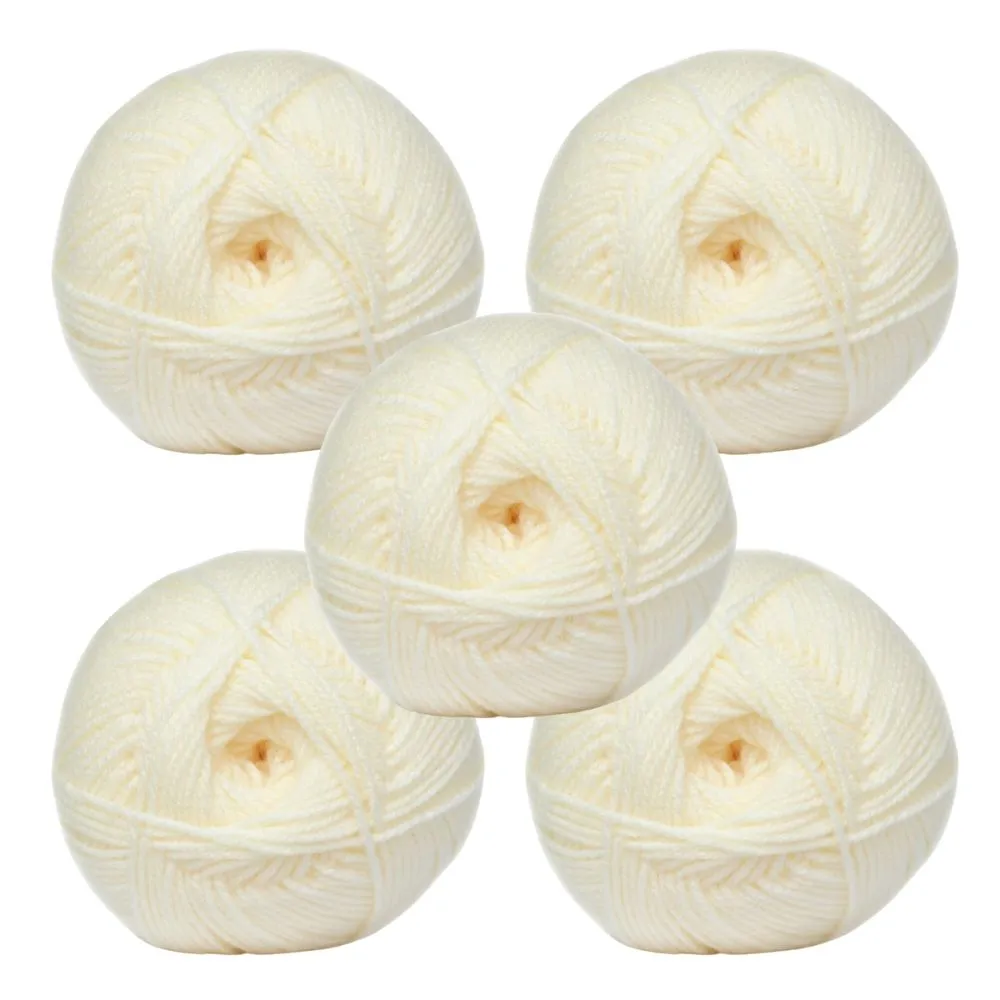 Charity DK 100 % Acrylic Yarn (5 x 100g) - 014 Ecru