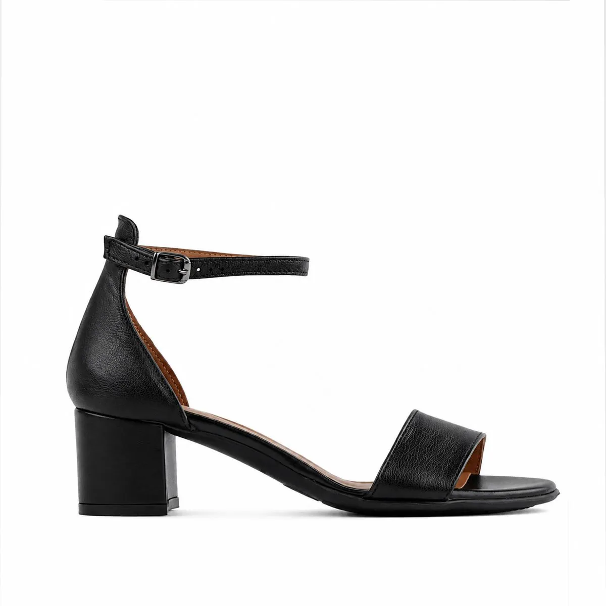 Froggie Women's Closed Back Ankle Strap Sandal-Black Leather- 11879