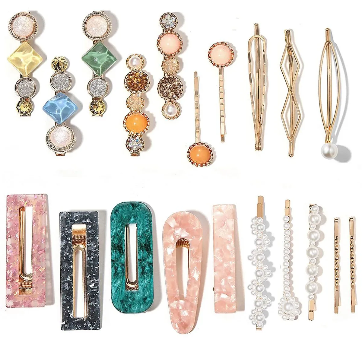 20 Pcs New Fashion Hair Clips Barrettes Acrylic Resin Accessories for Girls