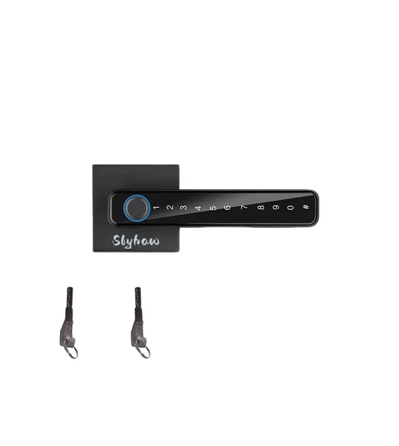 Slyhaw-Fingerprint Smart Door Lock + Pd + Anti Peeding + Key Access Control