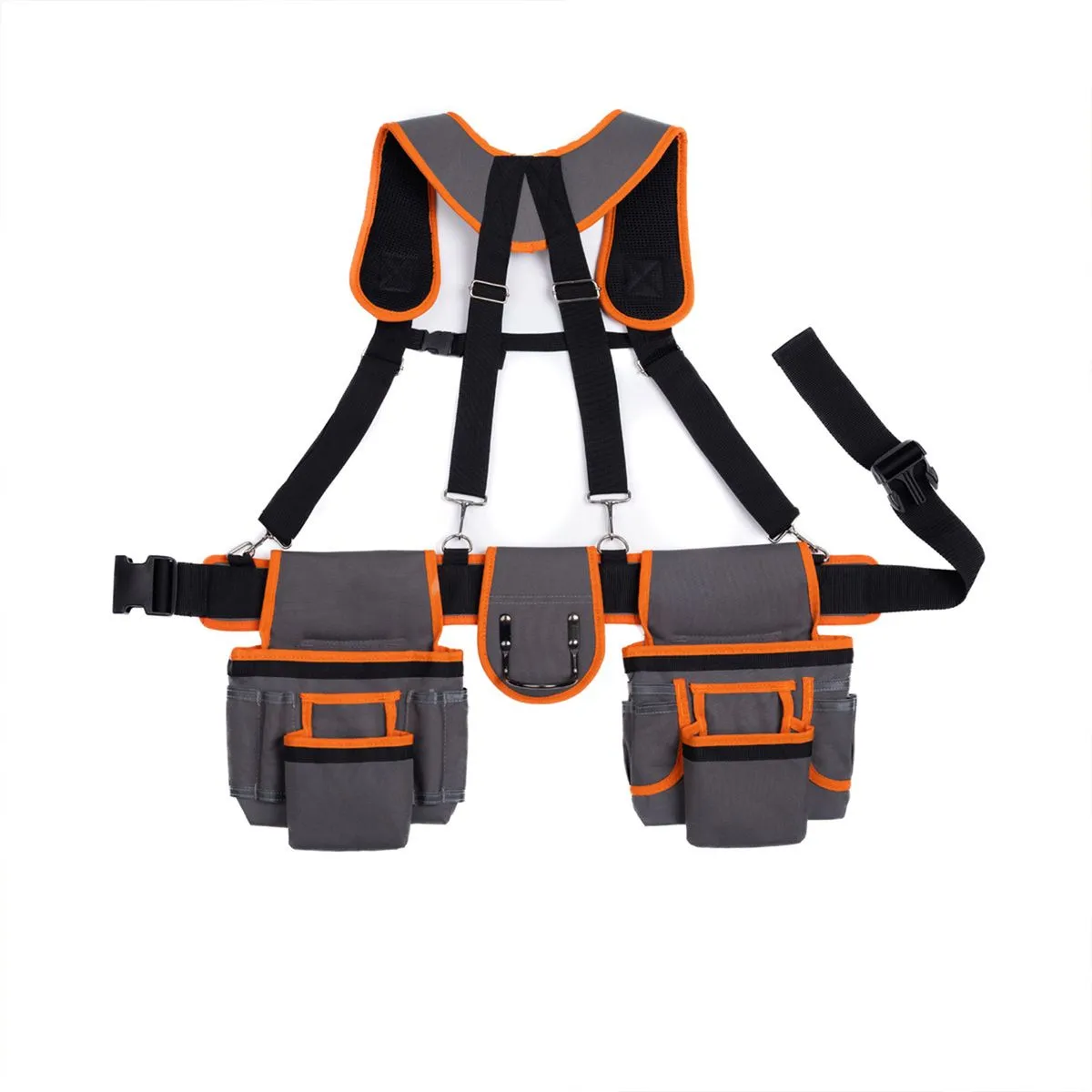 Men's Professional Oxford 18 Pocket Adjustable Tool Belt with Suspenders