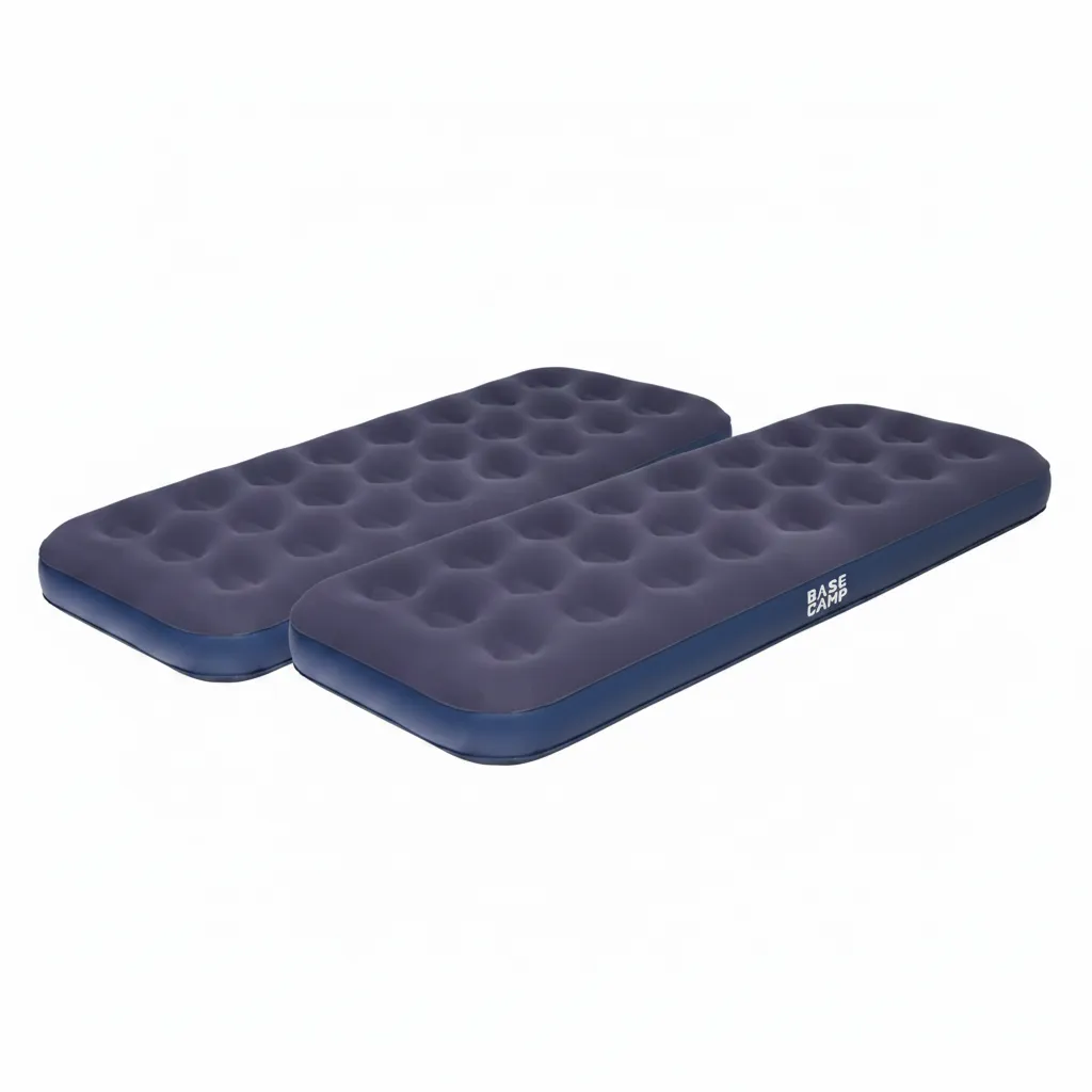 BaseCamp - Flocked Single Inflatable Air Mattress for Camping - 2 Pack